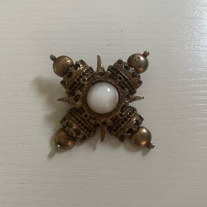 Vintage Maltese brooch with faux moonstone